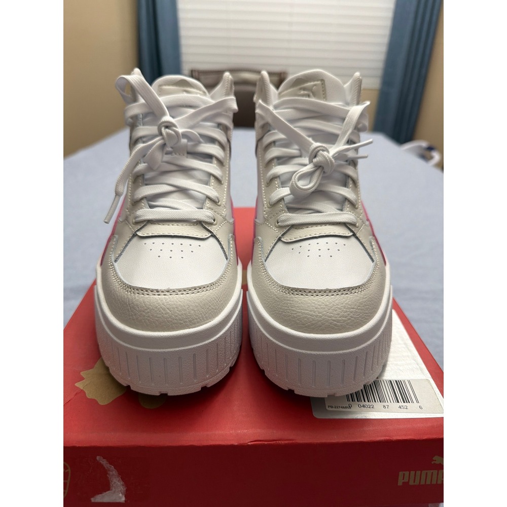 Puma Mayze Mid White Pink Platform Sneakers High Womens 10